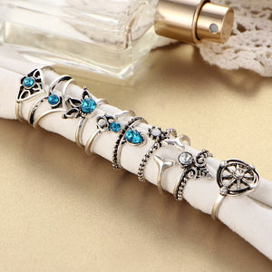 9-piece Rhinestone Ring Set