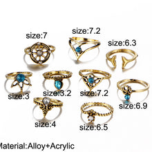 Load image into Gallery viewer, 9-piece Rhinestone Ring Set