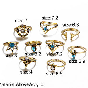 9-piece Rhinestone Ring Set