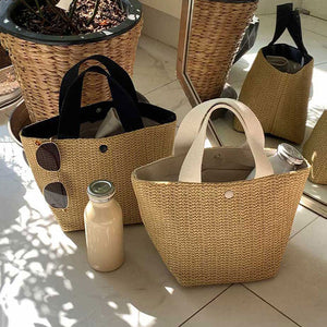 Versatile Rattan Summer Bucket Handbag - Maui Kitten Beachwear