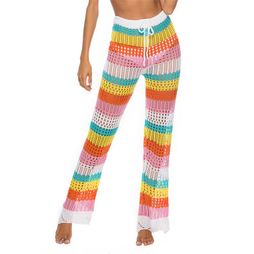 Rainbow Hollow Knitted Crochet Beach Leggings - Maui Kitten Beachwear