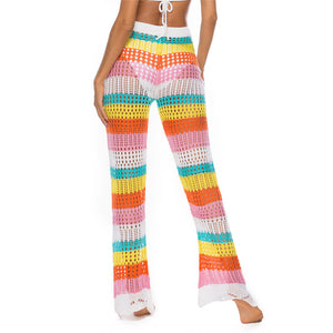 Rainbow Hollow Knitted Crochet Beach Leggings - Maui Kitten Beachwear