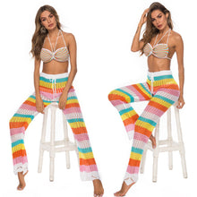 Load image into Gallery viewer, Rainbow Hollow Knitted Crochet Beach Leggings - Maui Kitten Beachwear