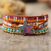 Load image into Gallery viewer, Stacked Fashion Star Leather Wrap Bracelet