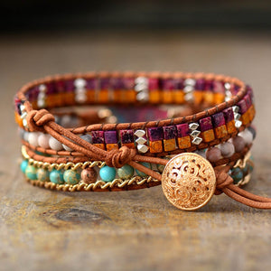 Stacked Fashion Star Leather Wrap Bracelet