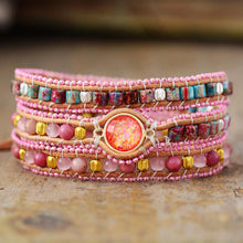 Load image into Gallery viewer, Bohemian Cute Pink Leather Wrap Bracelet