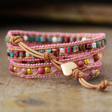 Load image into Gallery viewer, Bohemian Cute Pink Leather Wrap Bracelet