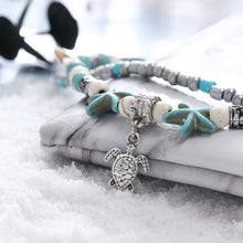 Load image into Gallery viewer, Rustic Dual Starfish &amp; Turtle Charm Anklet