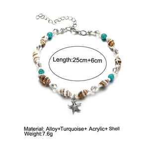 Conch Shell Beaded Starfish Anklet