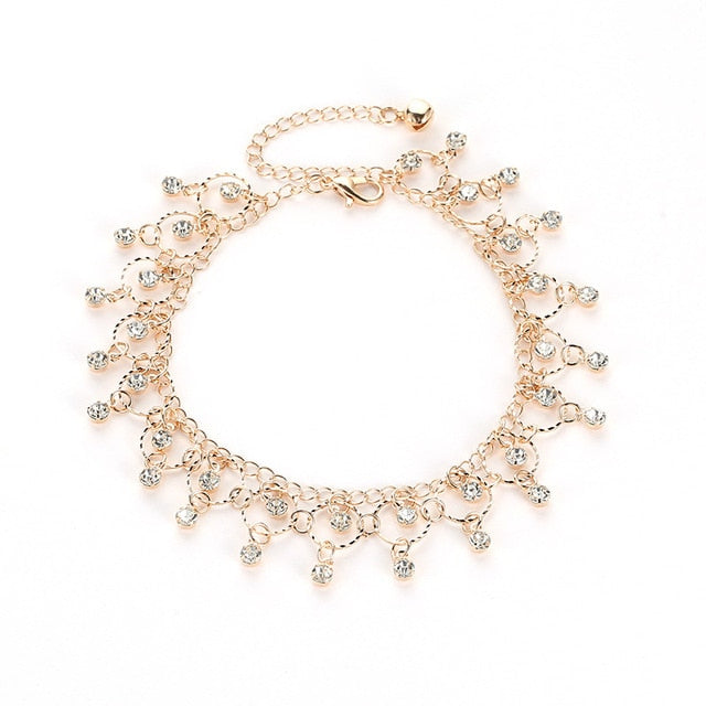 Crystal Accented Tassel Anklet