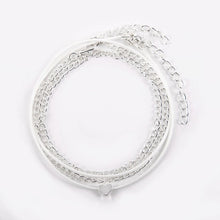 Load image into Gallery viewer, Dual Silver Chain &amp; Cord Heart Pendant Anklet