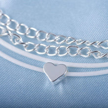 Load image into Gallery viewer, Dual Silver Chain &amp; Cord Heart Pendant Anklet