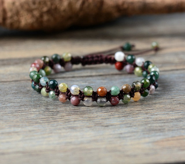 Faceted India Stone Braided Bracelet