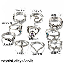Load image into Gallery viewer, 10-piece Antique Silver Ring Set - Maui Kitten Beachwear