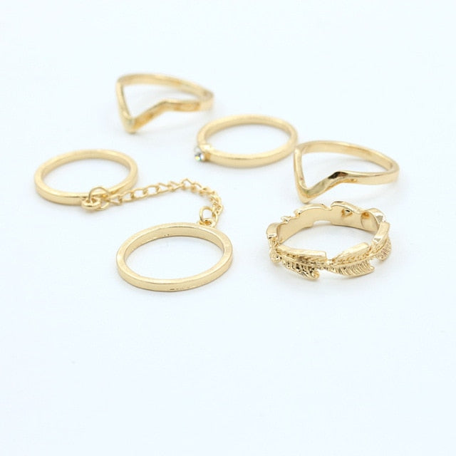 6-piece Metallic Knuckle Ring Set