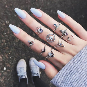 9-piece Rhinestone Ring Set