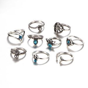 9-piece Rhinestone Ring Set