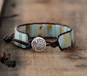 Handmade Shaded Aqua Amazonite Stone Bracelet - Maui Kitten Beachwear