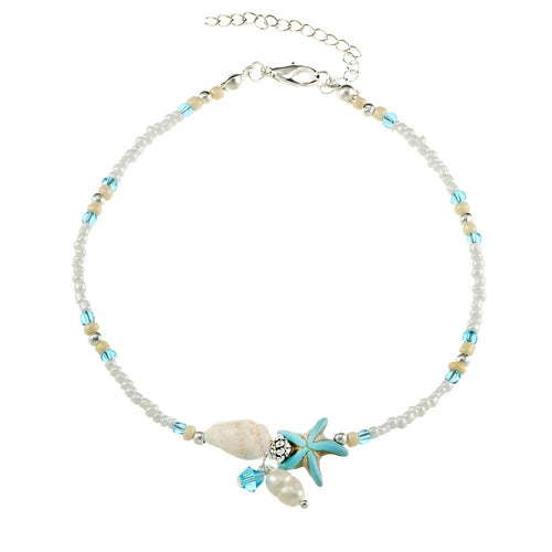 Beaded Pearl Starfish Anklet
