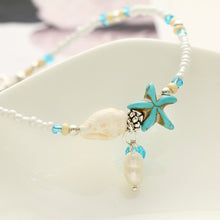 Load image into Gallery viewer, Beaded Pearl Starfish Anklet