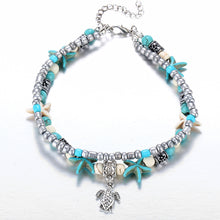 Load image into Gallery viewer, Rustic Dual Starfish &amp; Turtle Charm Anklet