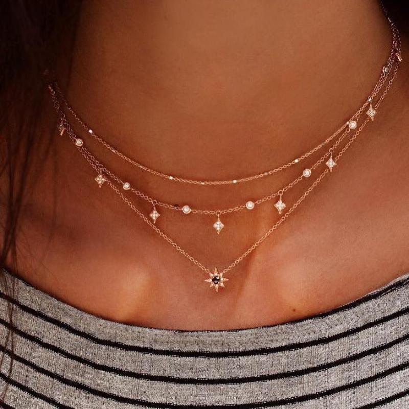 Triple Choker Star Cluster Necklace - Maui Kitten Beachwear